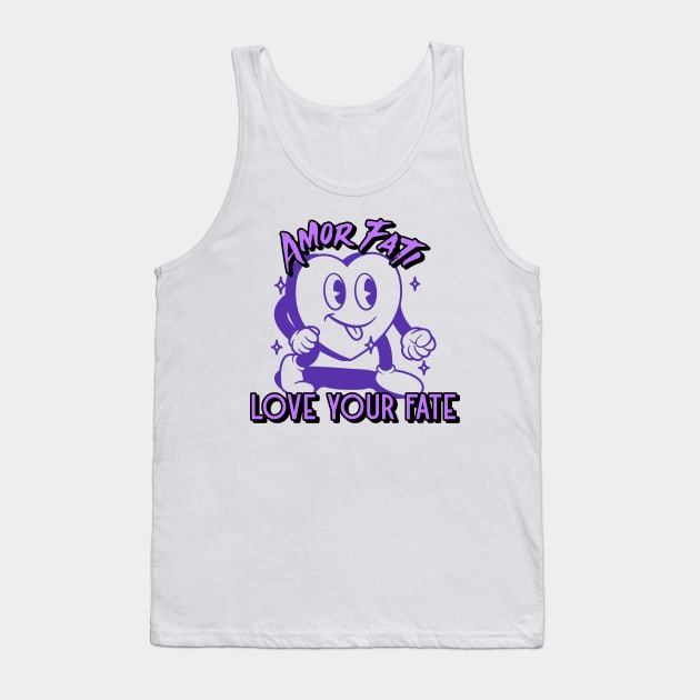 Stoicism Amor Fati-Love Your Fate Excited Cartoon Heart Tank Top by Tickle Shark Designs